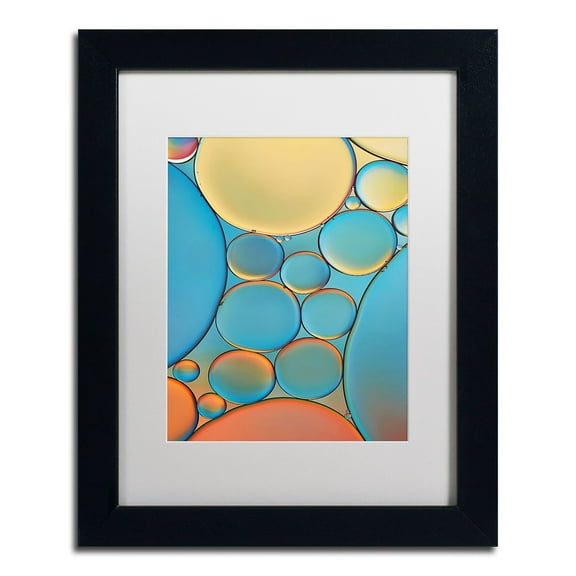 Trademark Fine Art 'Blue and Apricot Drops' Canvas Art by Cora Niele, White Matte, Black Frame