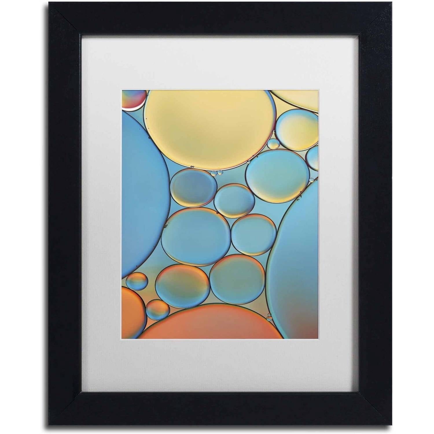 Trademark Fine Art 'Blue and Apricot Drops' Canvas Art by Cora Niele, White Matte, Black Frame