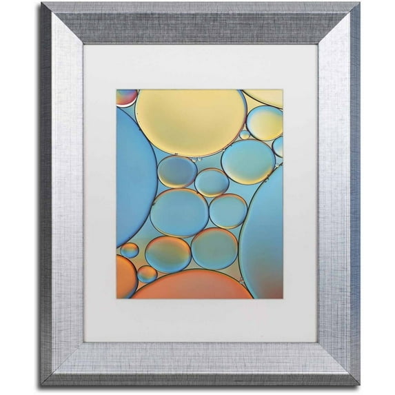 Trademark Fine Art 'Blue and Apricot Drops' Canvas Art by Cora Niele, White Matte, Silver Frame