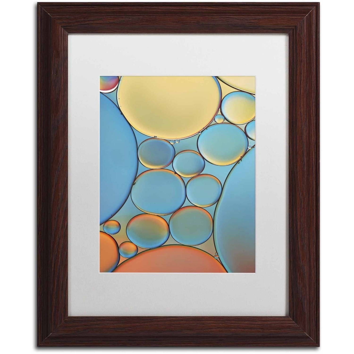 Trademark Fine Art 'Blue and Apricot Drops' Canvas Art by Cora Niele, White Matte, Wood Frame