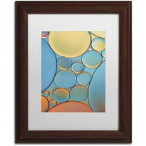 Trademark Fine Art 'Blue and Apricot Drops' Canvas Art by Cora Niele, White Matte, Wood Frame