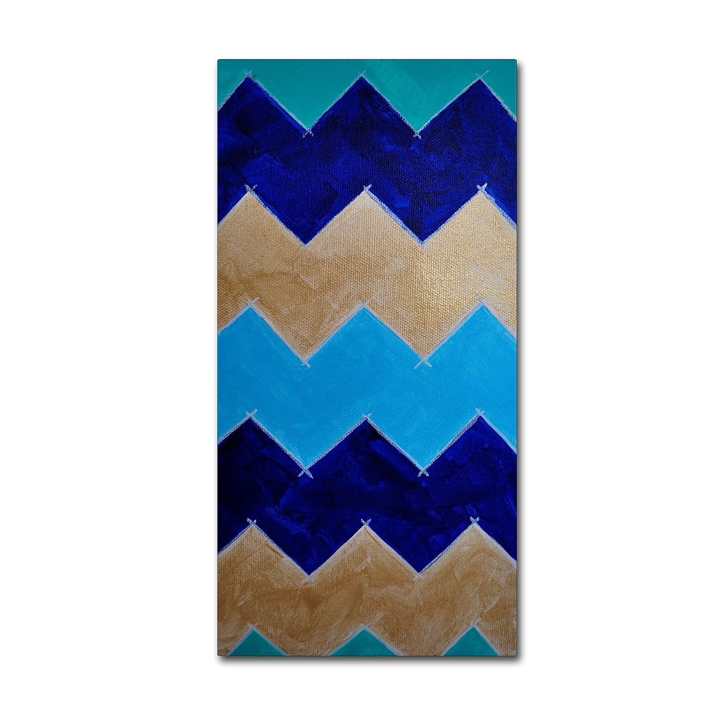 Trademark Fine Art "Blue and Gold Chevron" Canvas Art by Nicole Dietz