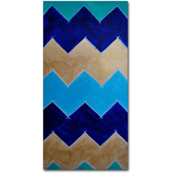 Trademark Fine Art "Blue and Gold Chevron" Canvas Art by Nicole Dietz