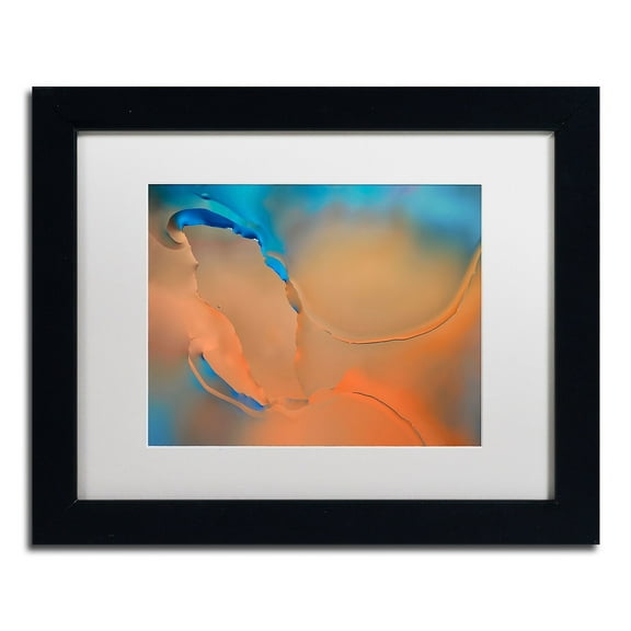 Trademark Fine Art 'Blue and Orange Flow' Canvas Art by Cora Niele, White Matte, Black Frame