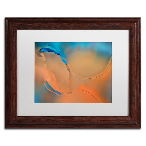 Trademark Fine Art 'Blue and Orange Flow' Canvas Art by Cora Niele, White Matte, Wood Frame