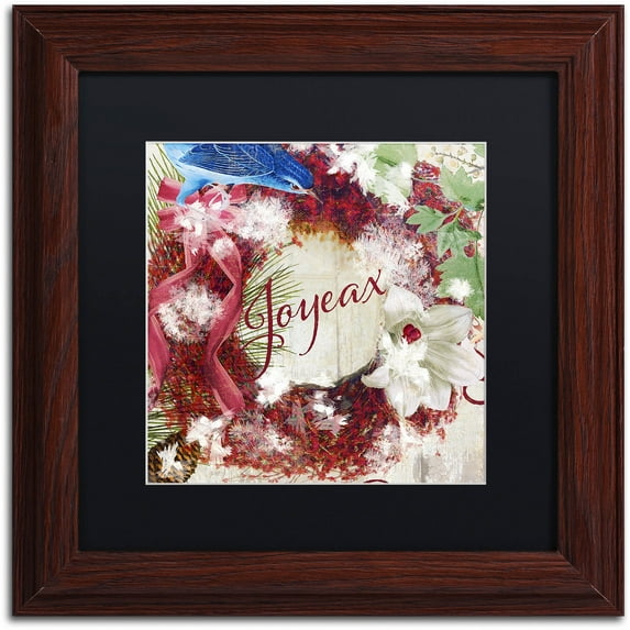 Trademark Fine Art "Bluebird Christmas I" Canvas Art by Color Bakery Black Matte, Wood Frame