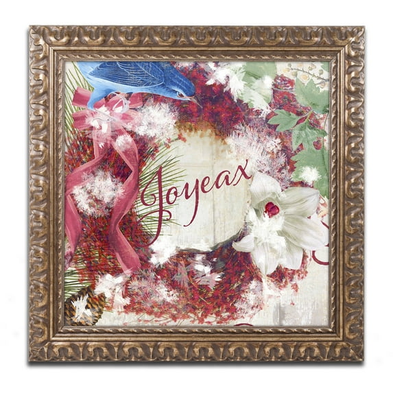Trademark Fine Art "Bluebird Christmas I" Canvas Art by Color Bakery Gold Ornate Frame
