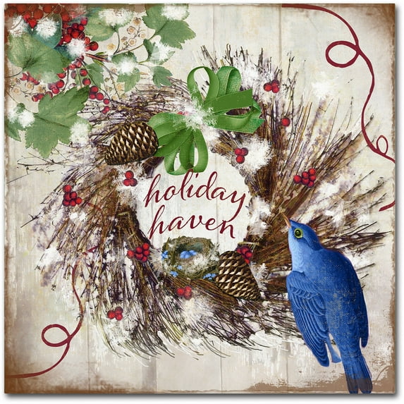 Trademark Fine Art "Bluebird Christmas II" Canvas Art by Color Bakery
