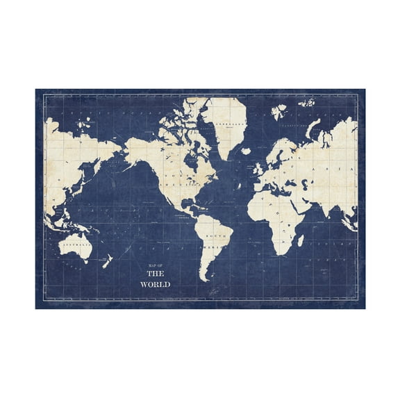 Trademark Fine Art 'Blueprint World Map' Canvas Art by Sue Schlabach