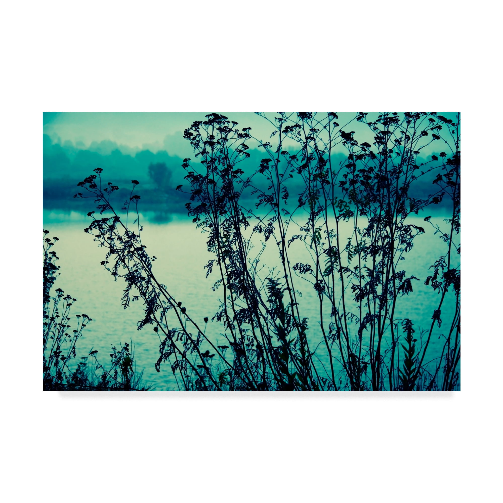 Blues in the Morning Ocean Silhouette Canvas Art