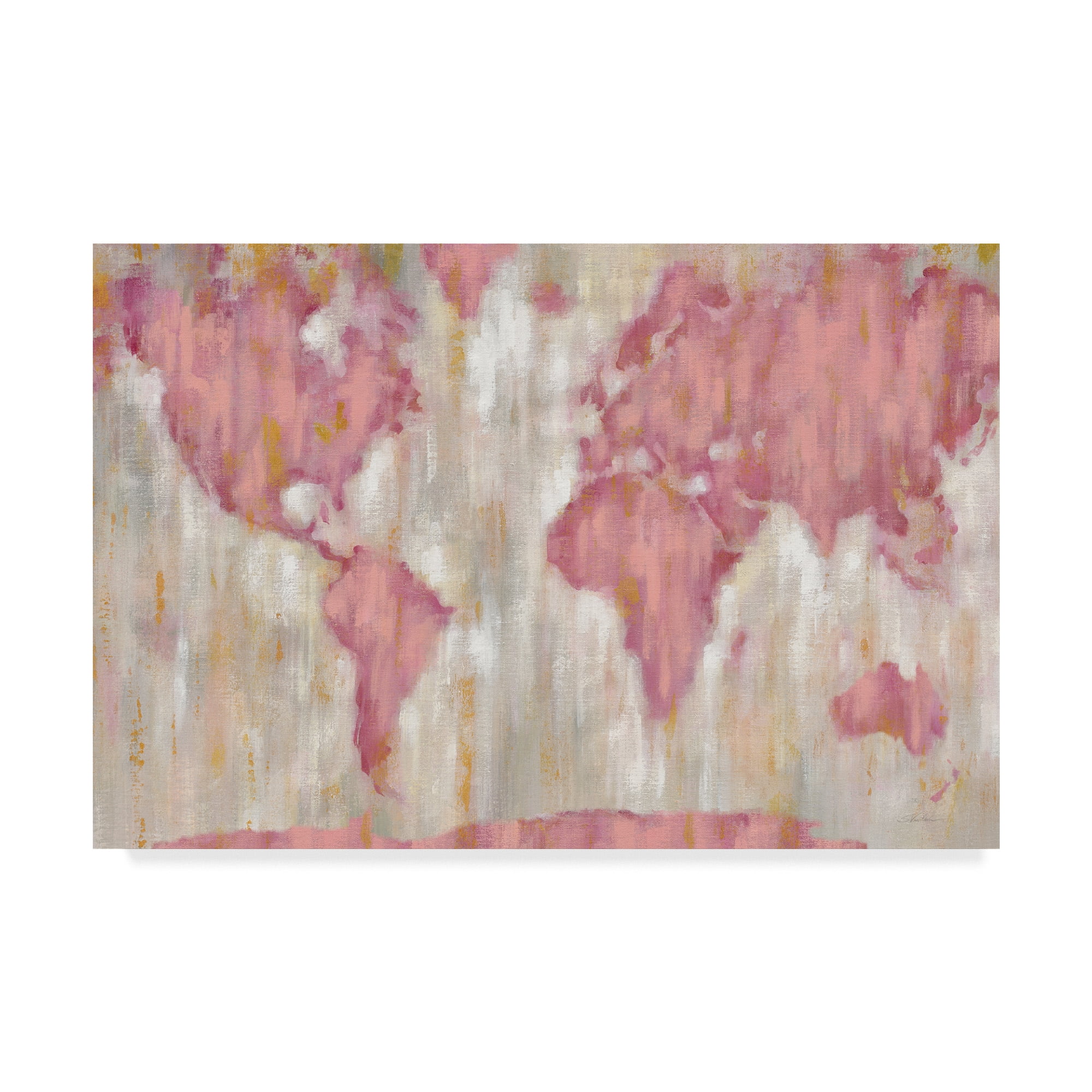 Trademark Fine Art 'Blushing World Map v2 Crop' Canvas Art by Silvia Vassileva