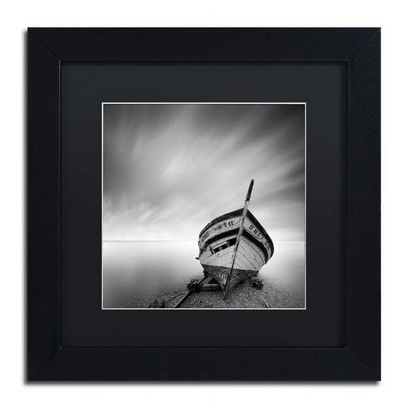 Trademark Fine Art "Boat I" Canvas Art by Moises Levy Black Matte, Black Frame