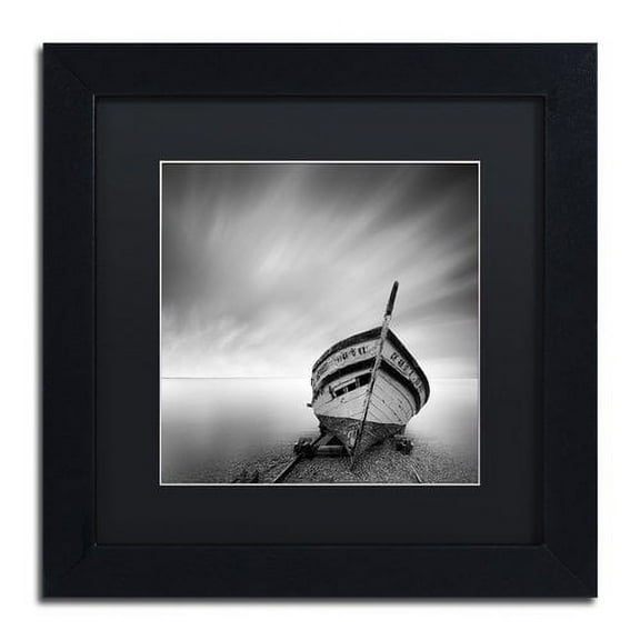 Trademark Fine Art "Boat I" Canvas Art by Moises Levy Black Matte, Black Frame
