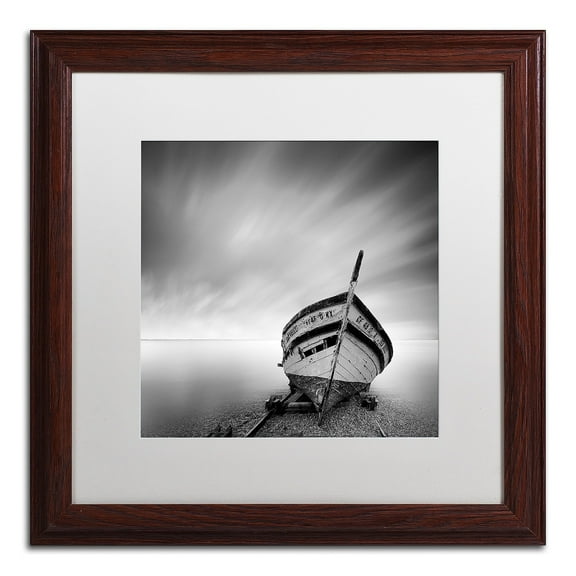 Trademark Fine Art "Boat I" Canvas Art by Moises Levy White Matte, Wood Frame
