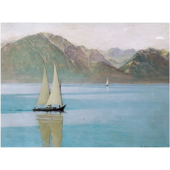 Trademark Fine Art Felix Vallotton Boat On Lake Geneva 1892 Canvas Wall Art - 14x19
