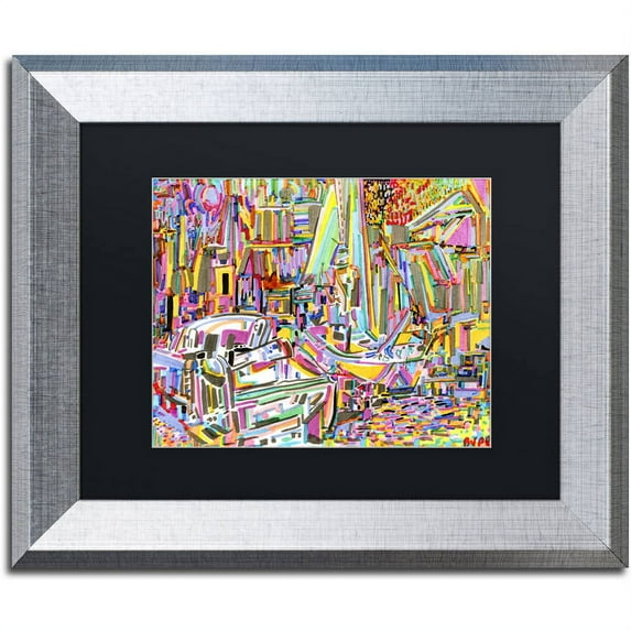 Trademark Fine Art "Boats" Canvas Art by Josh Byer, Black Matte, Silver Frame