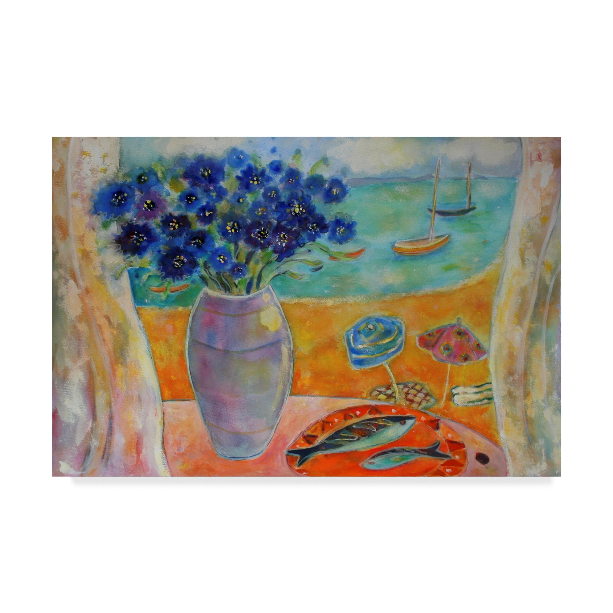 Trademark Fine Art 'Boats On The Lagoon' Canvas Art by Lorraine Platt