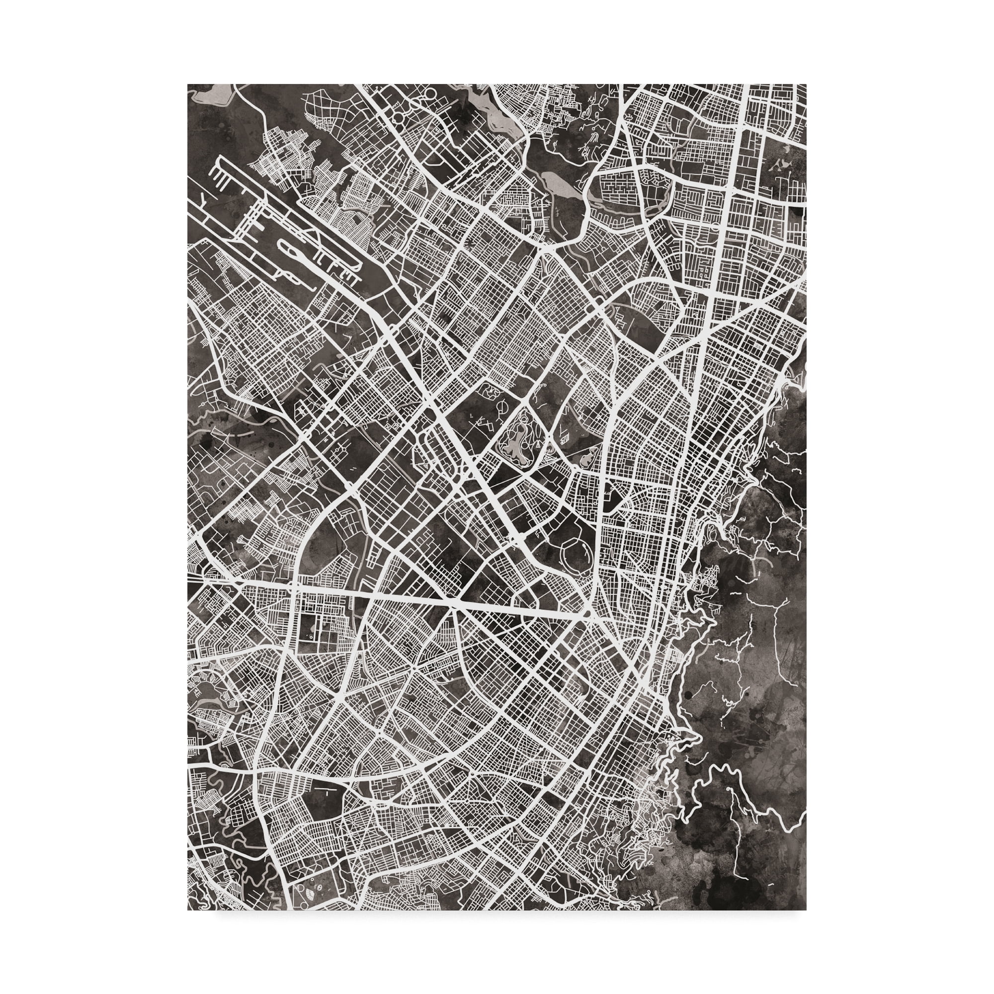 Trademark Fine Art 'Bogota Colombia City Map Black' Canvas Art by Michael Tompsett