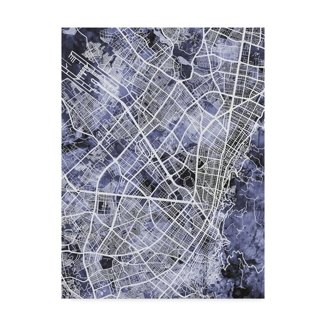 Trademark Fine Art 'Bogota Colombia City Map Blue' Canvas Art by Michael Tompsett