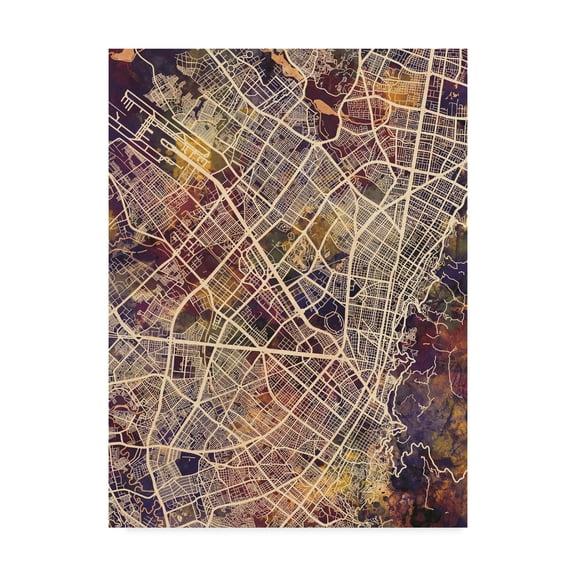 Trademark Fine Art 'Bogota Colombia City Map II' Canvas Art by Michael Tompsett
