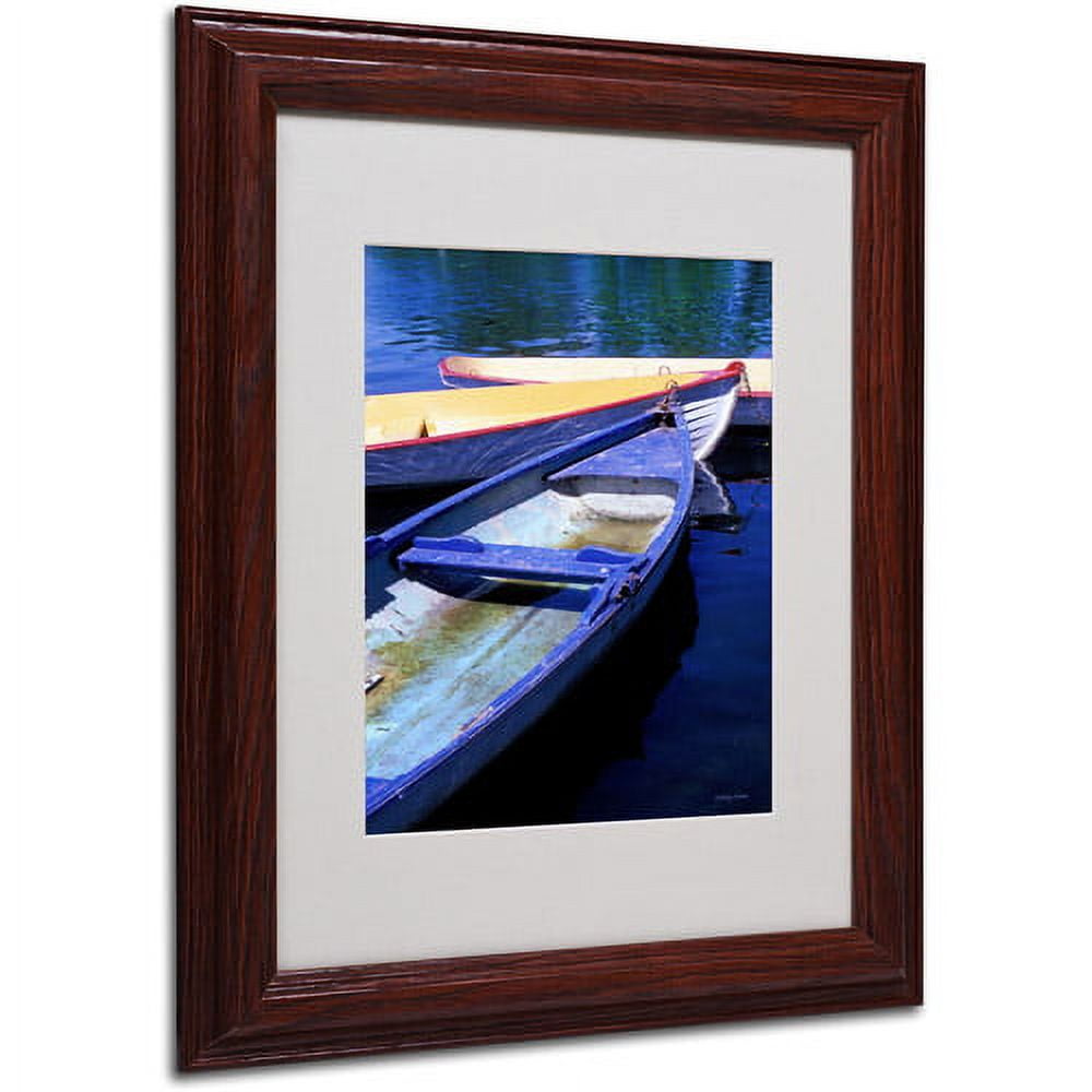 Bois de Boulogne Boats Framed Canvas Print with Dark Wood Frame