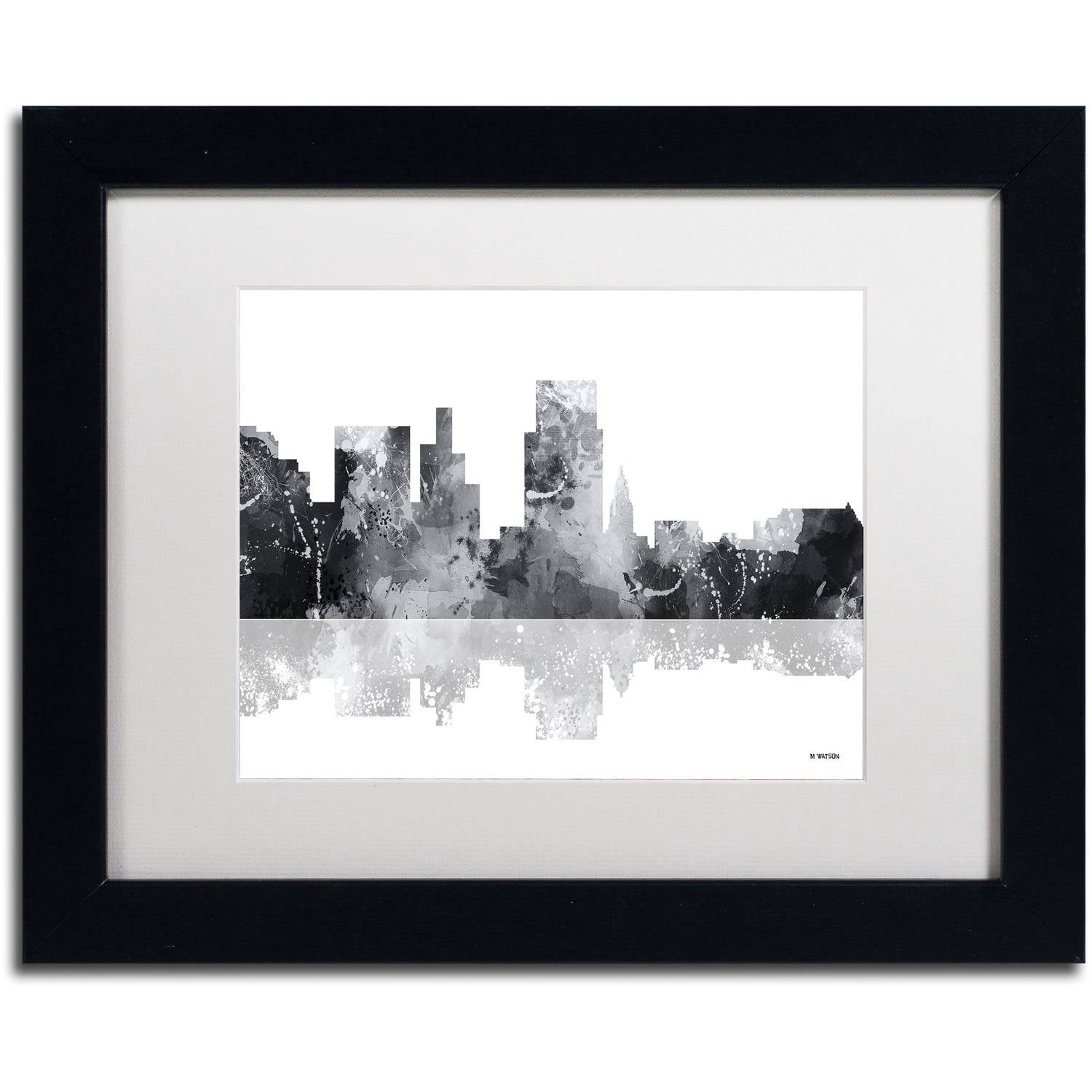 Trademark Fine Art "Boise Idaho Skyline BG-1" Canvas Art by Marlene Watson, White Matte, Black Frame