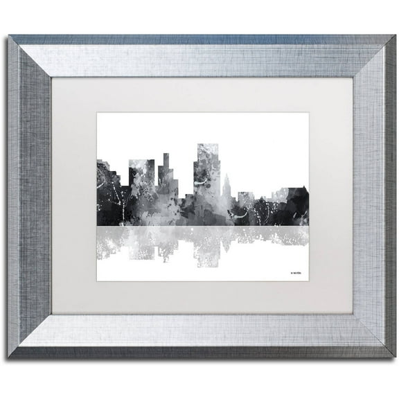 Trademark Fine Art "Boise Idaho Skyline BG-1" Canvas Art by Marlene Watson, White Matte, Silver Frame