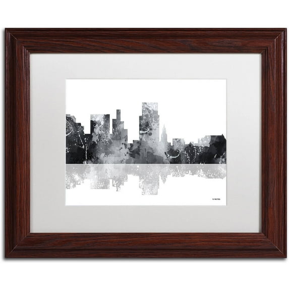 Trademark Fine Art "Boise Idaho Skyline BG-1" Canvas Art by Marlene Watson, White Matte, Wood Frame