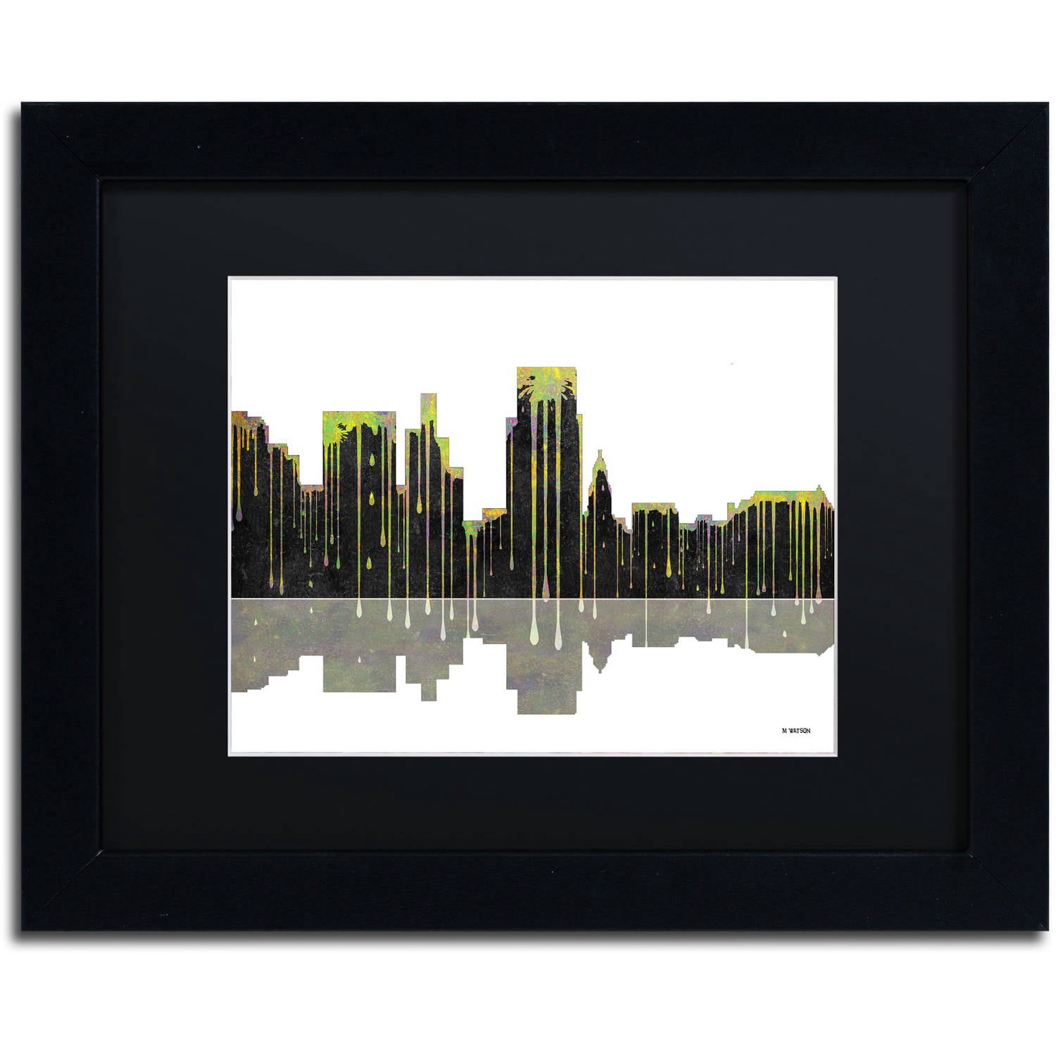 Trademark Fine Art "Boise Idaho Skyline II" Canvas Art by Marlene Watson Black Mat, Black Frame