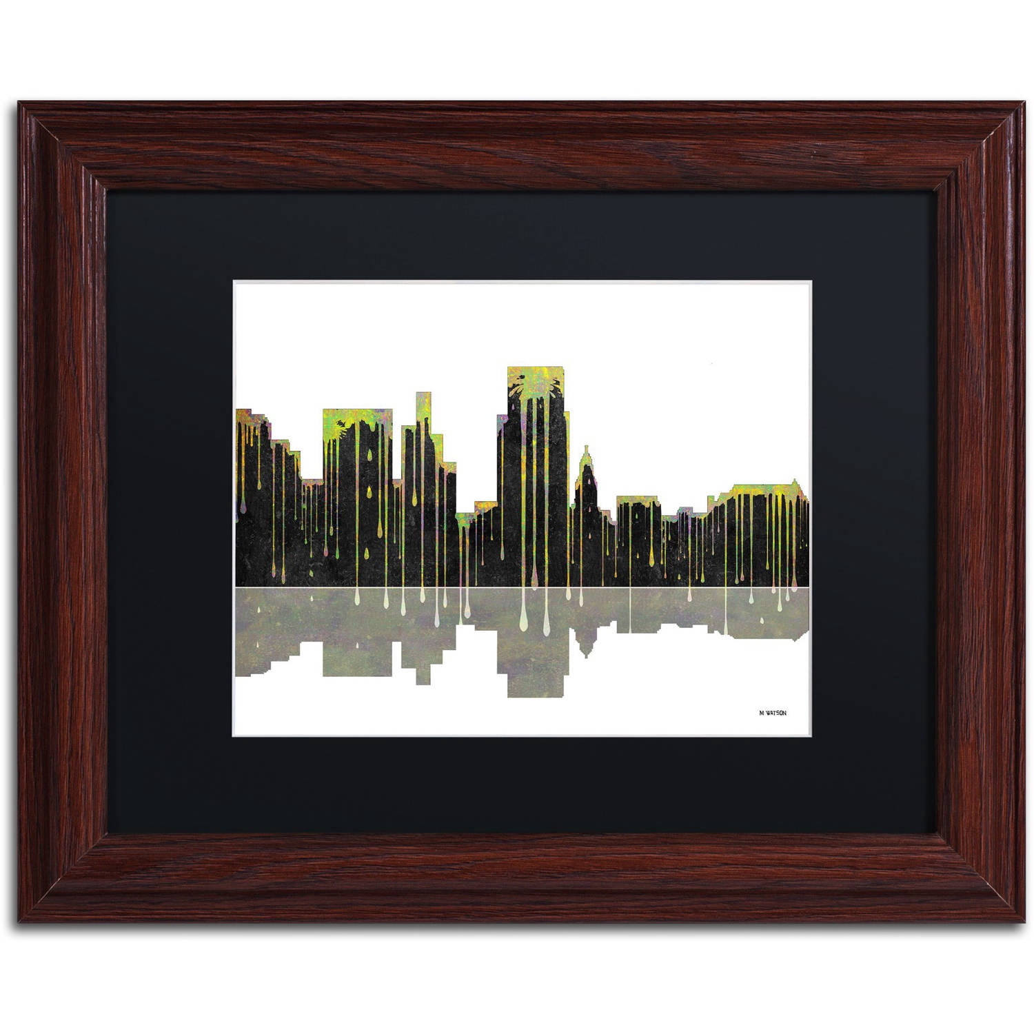 Trademark Fine Art "Boise Idaho Skyline II" Canvas Art by Marlene Watson Black Mat, Wood Frame