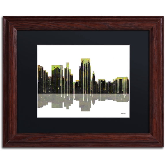 Trademark Fine Art "Boise Idaho Skyline II" Canvas Art by Marlene Watson Black Mat, Wood Frame