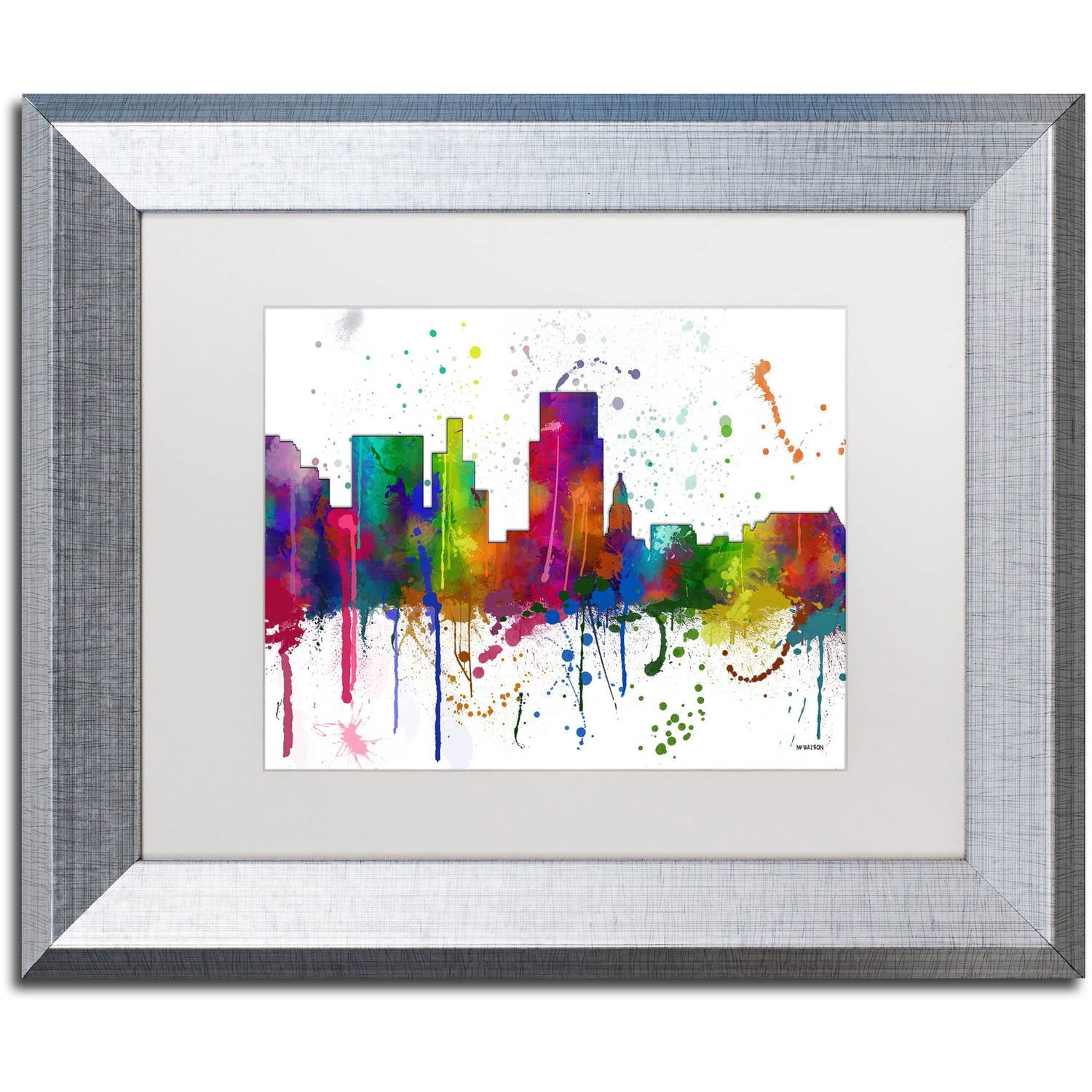 Trademark Fine Art "Boise Idaho Skyline Mclr-1" Canvas Art by Marlene Watson, White Matte, Silver Frame