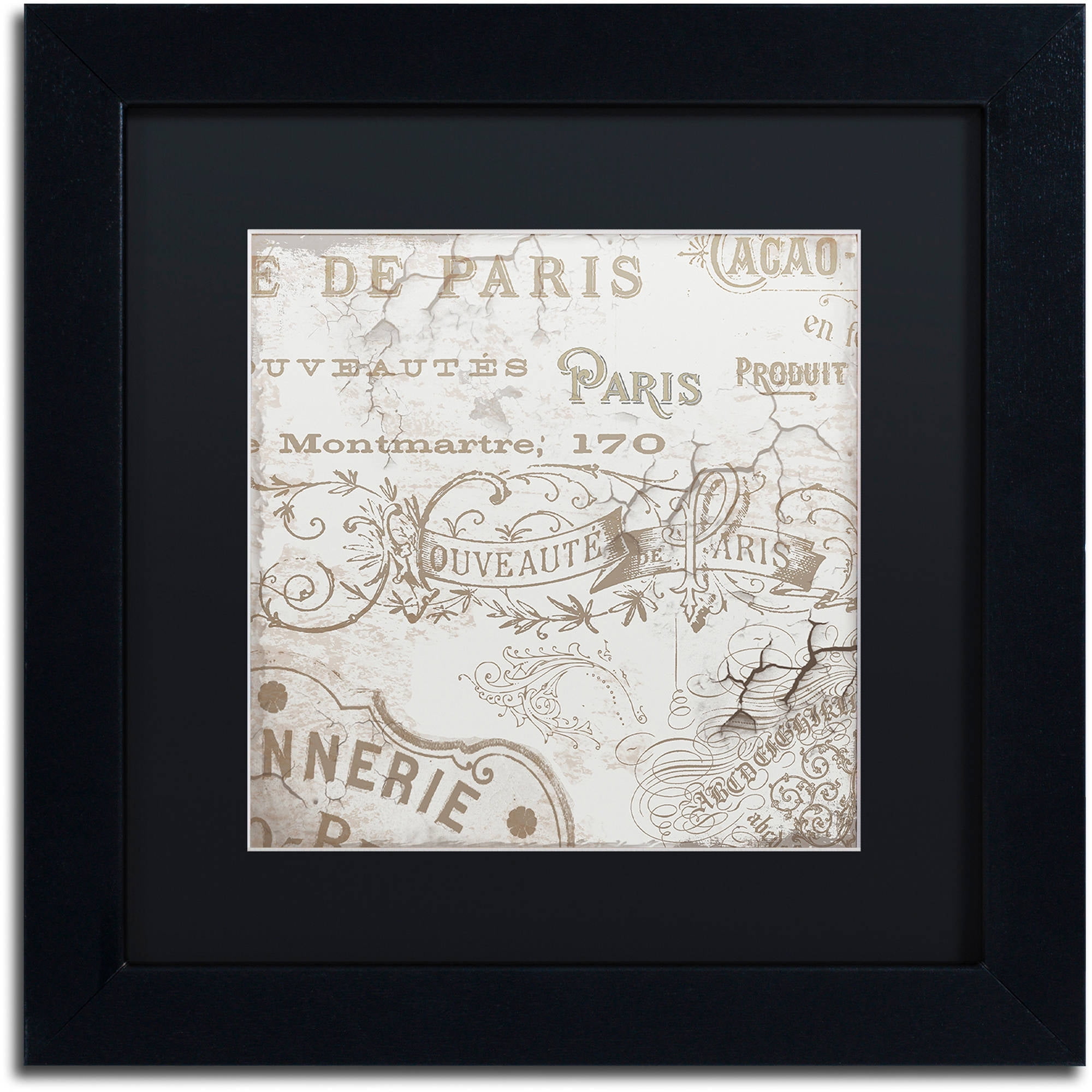 Trademark Fine Art "Bon Mots IV" Canvas Art by Color Bakery Black Matte, Black Frame