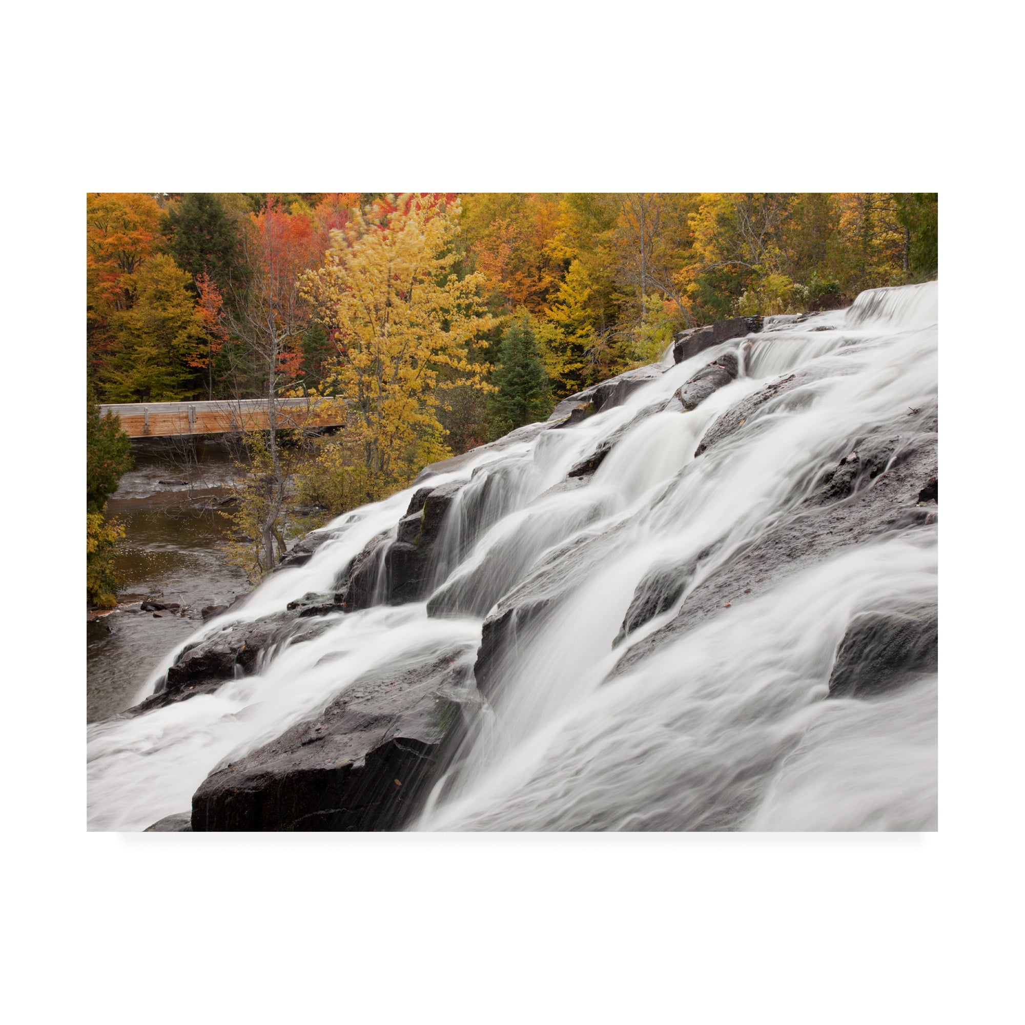 Trademark Fine Art 'Bond Falls Cascades In Autumn Bruce Crossing Michigan Color' Canvas Art by Monte Nagler