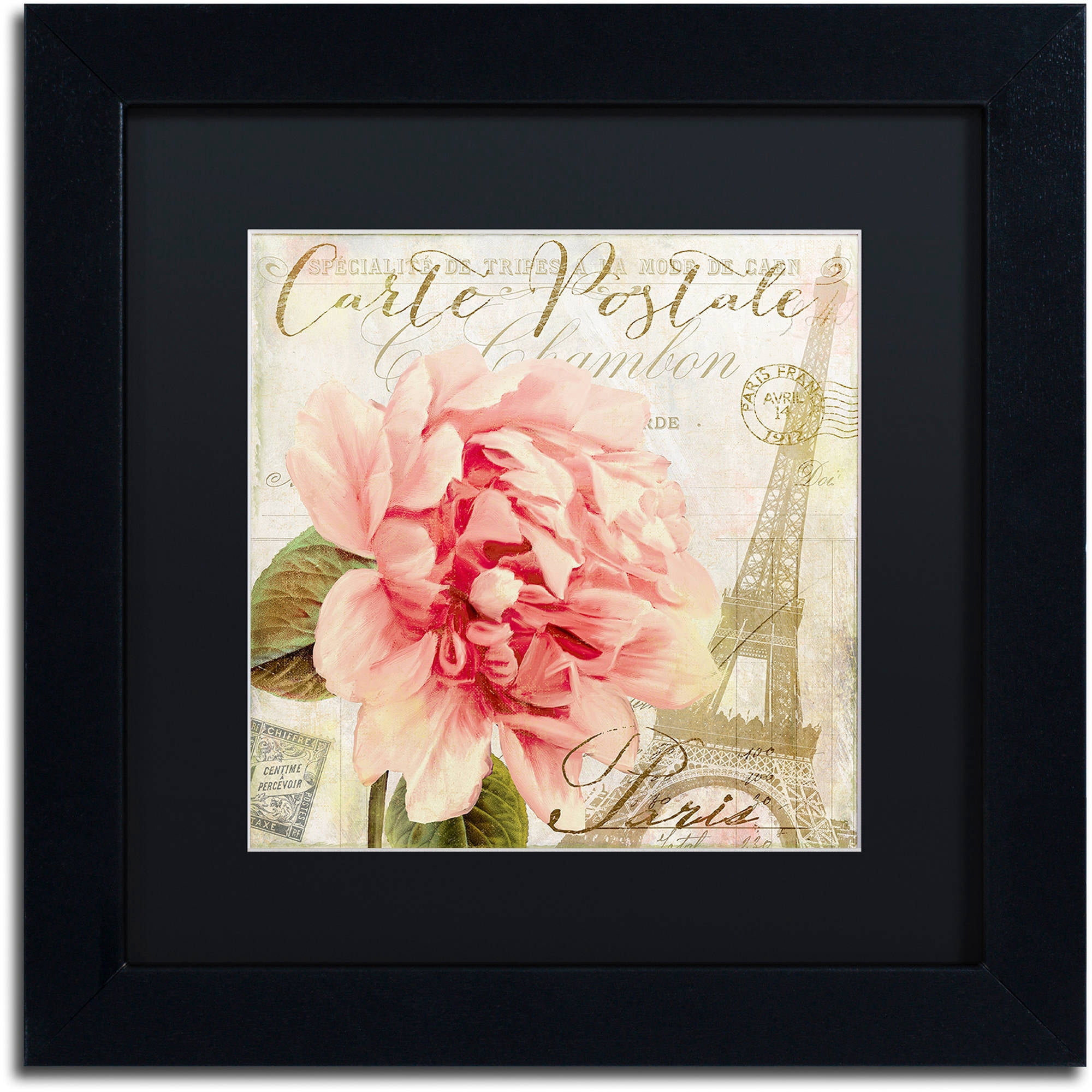 Trademark Fine Art "Bonjour One" Canvas Art by Color Bakery Black Matte, Black Frame