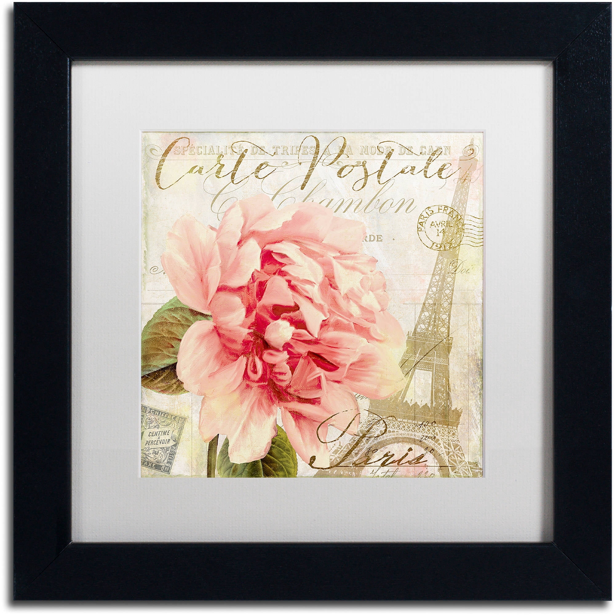 Trademark Fine Art "Bonjour One" Canvas Art by Color Bakery White Matte, Black Frame