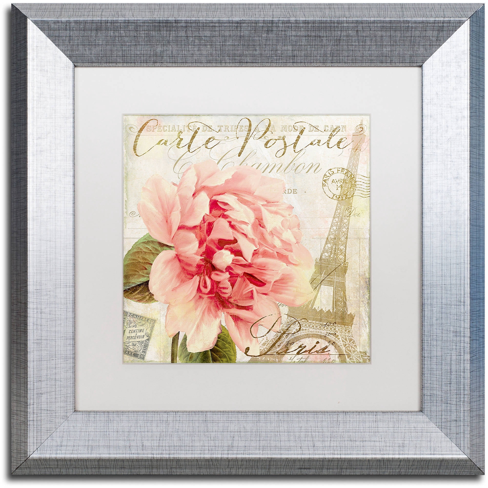 Trademark Fine Art "Bonjour One" Canvas Art by Color Bakery White Matte, Silver Frame