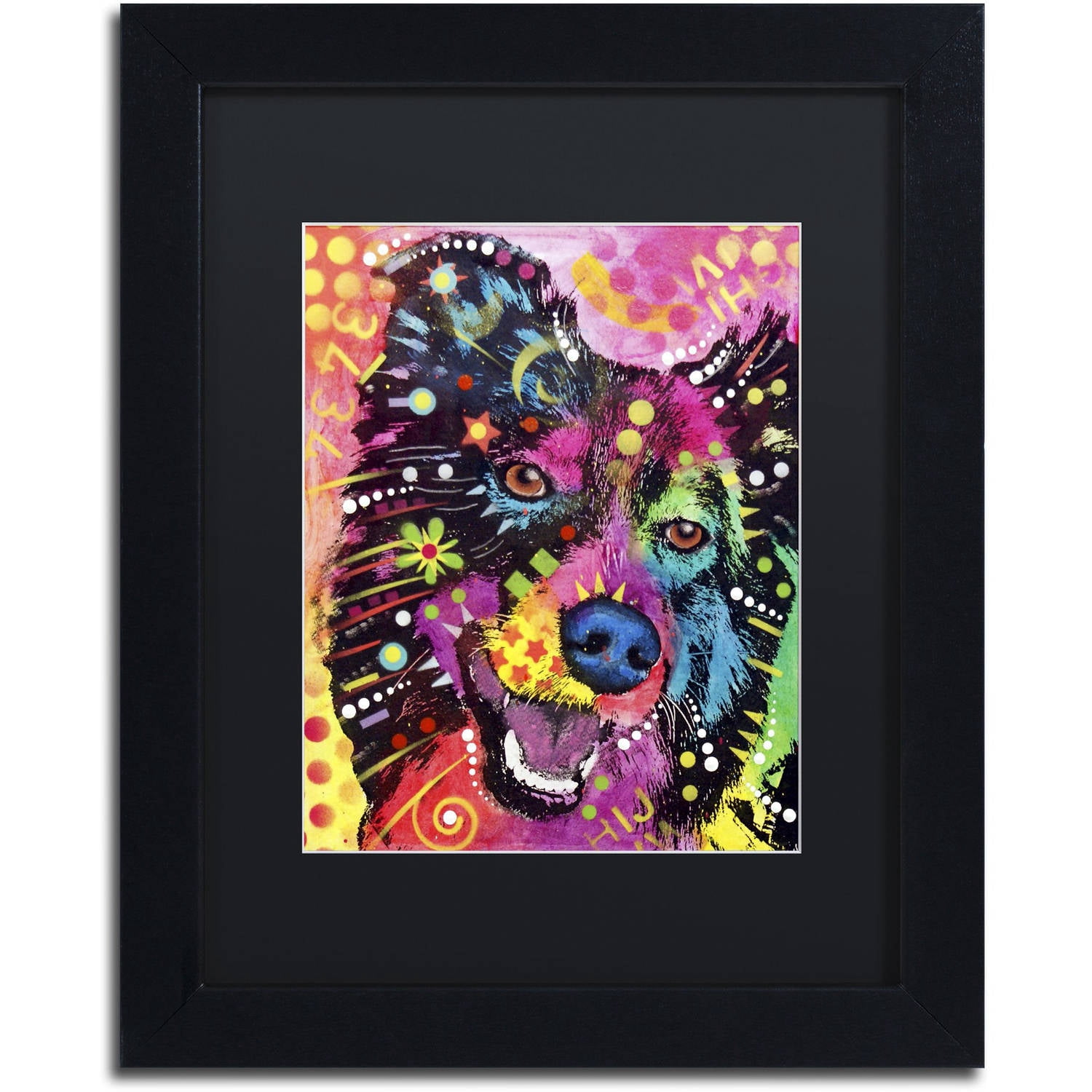 Trademark Fine Art "Border Collie 121109" Canvas Art by Dean Russo, Black Matte, Black Frame