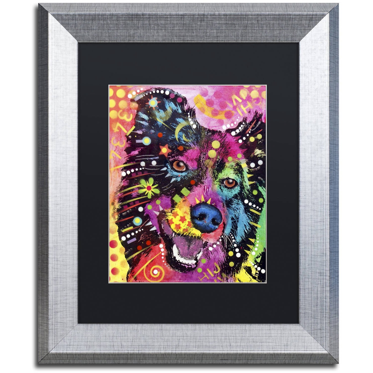 Trademark Fine Art "Border Collie 121109" Canvas Art by Dean Russo, Black Matte, Silver Frame