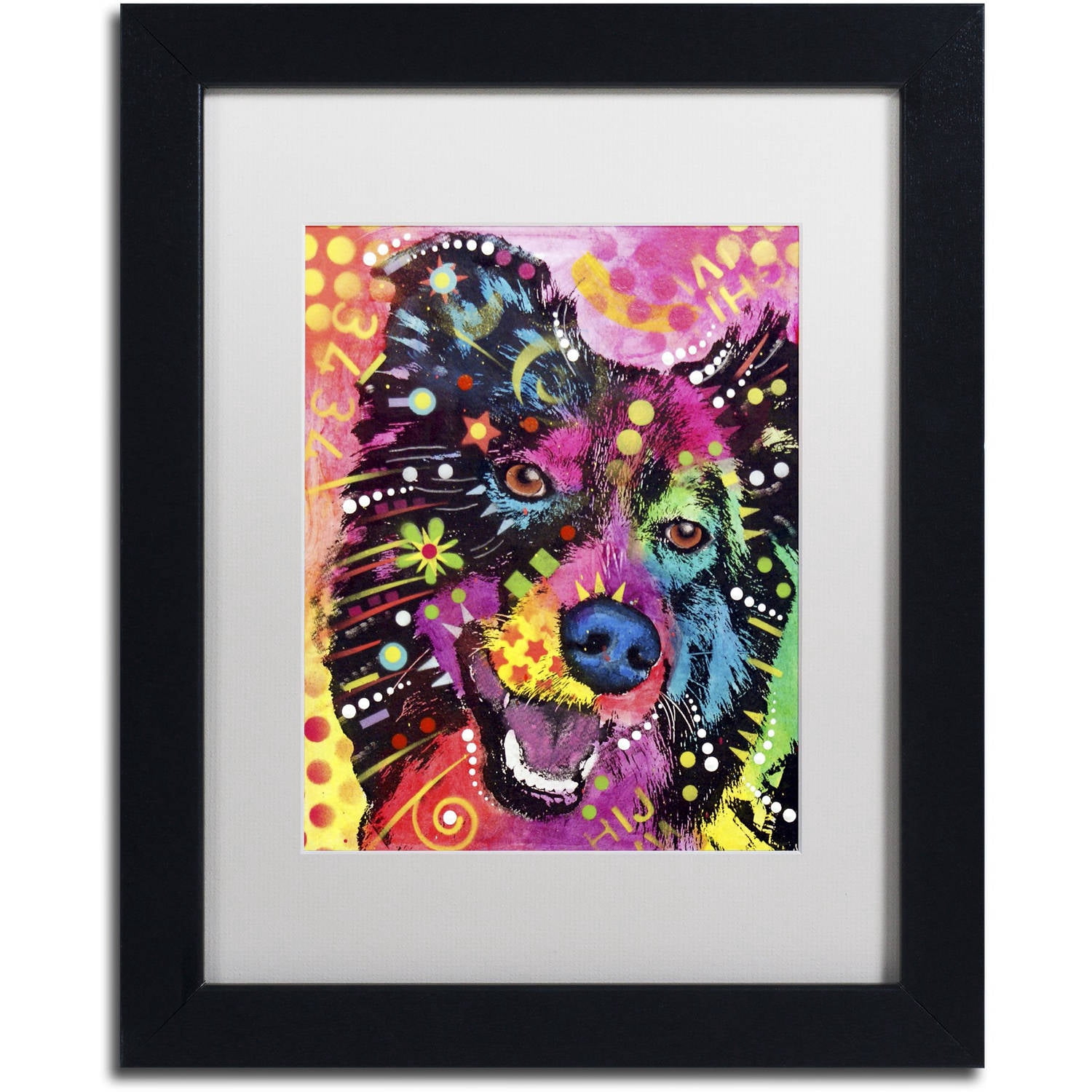 Trademark Fine Art "Border Collie 121109" Canvas Art by Dean Russo, White Matte, Black Frame