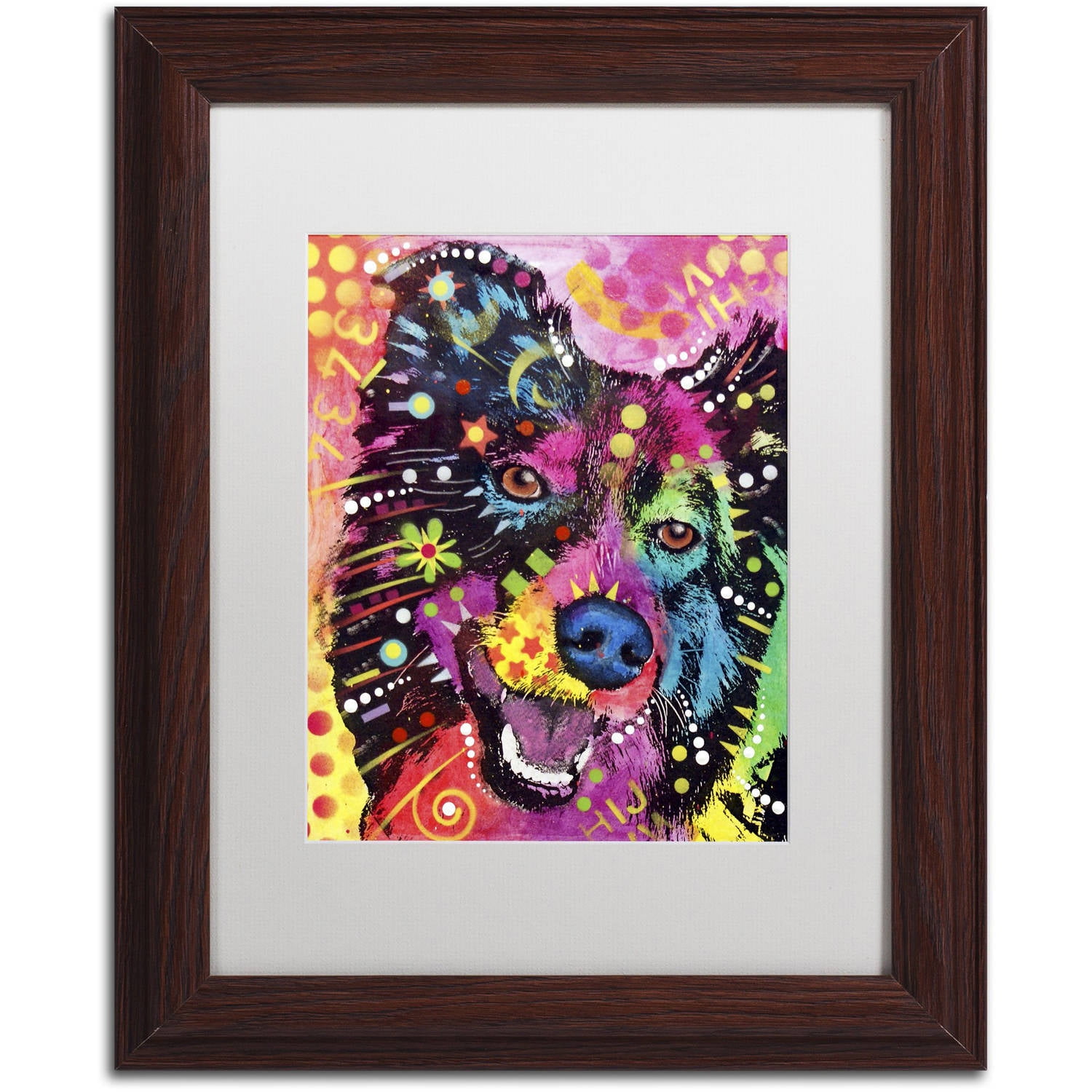 Trademark Fine Art "Border Collie 121109" Canvas Art by Dean Russo, White Matte, Wood Frame