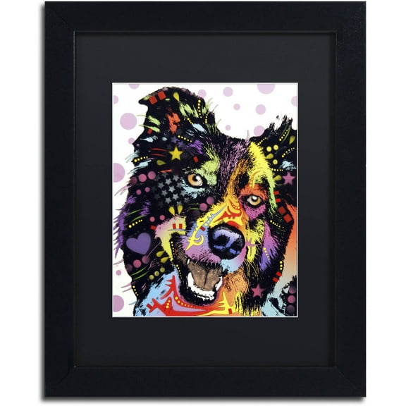 Trademark Fine Art "Border Collie" Canvas Art by Dean Russo, Black Matte, Black Frame