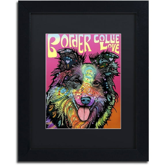 Trademark Fine Art 'Border Collie Luv' Canvas Art by Dean Russo, Black Matte, Black Frame