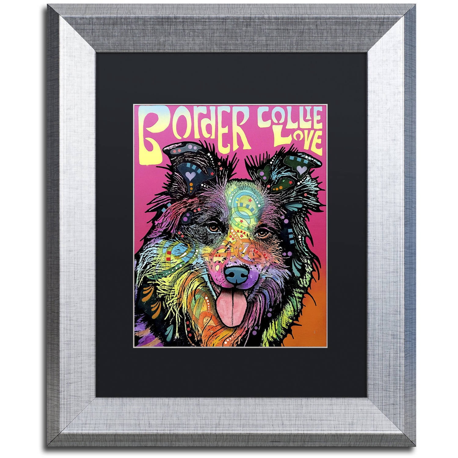 Trademark Fine Art 'Border Collie Luv' Canvas Art by Dean Russo, Black Matte, Silver Frame
