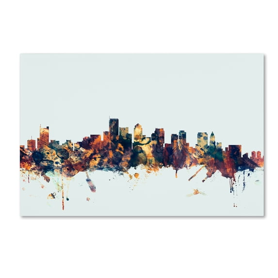 Trademark Fine Art "Boston MA Skyline Blue" Canvas Art by Michael Tompsett