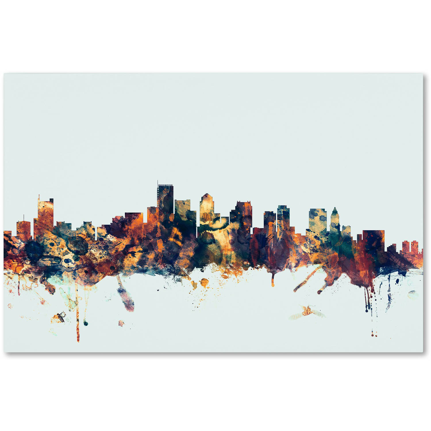 Trademark Fine Art "Boston MA Skyline Blue" Canvas Art by Michael Tompsett