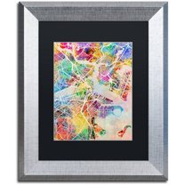 Trademark Fine Art "Boston MA Street Map" Canvas Art by Michael Tompsett, Black Matte, Silver Frame