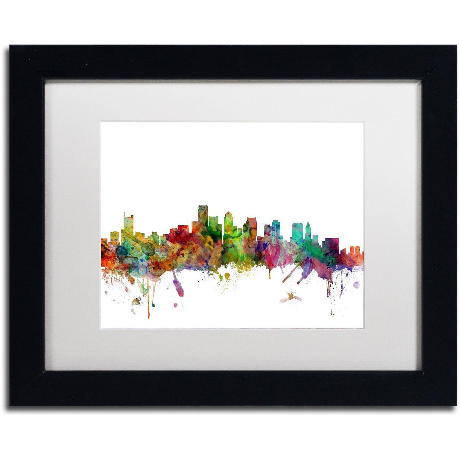 Trademark Fine Art 'Boston Massachusetts Skyline' Canvas Art by Michael Tompsett, White Matte, Black Frame