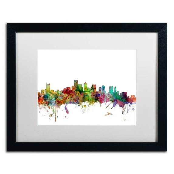 Trademark Fine Art 'Boston Massachusetts Skyline' Canvas Art by Michael Tompsett, White Matte, Black Frame