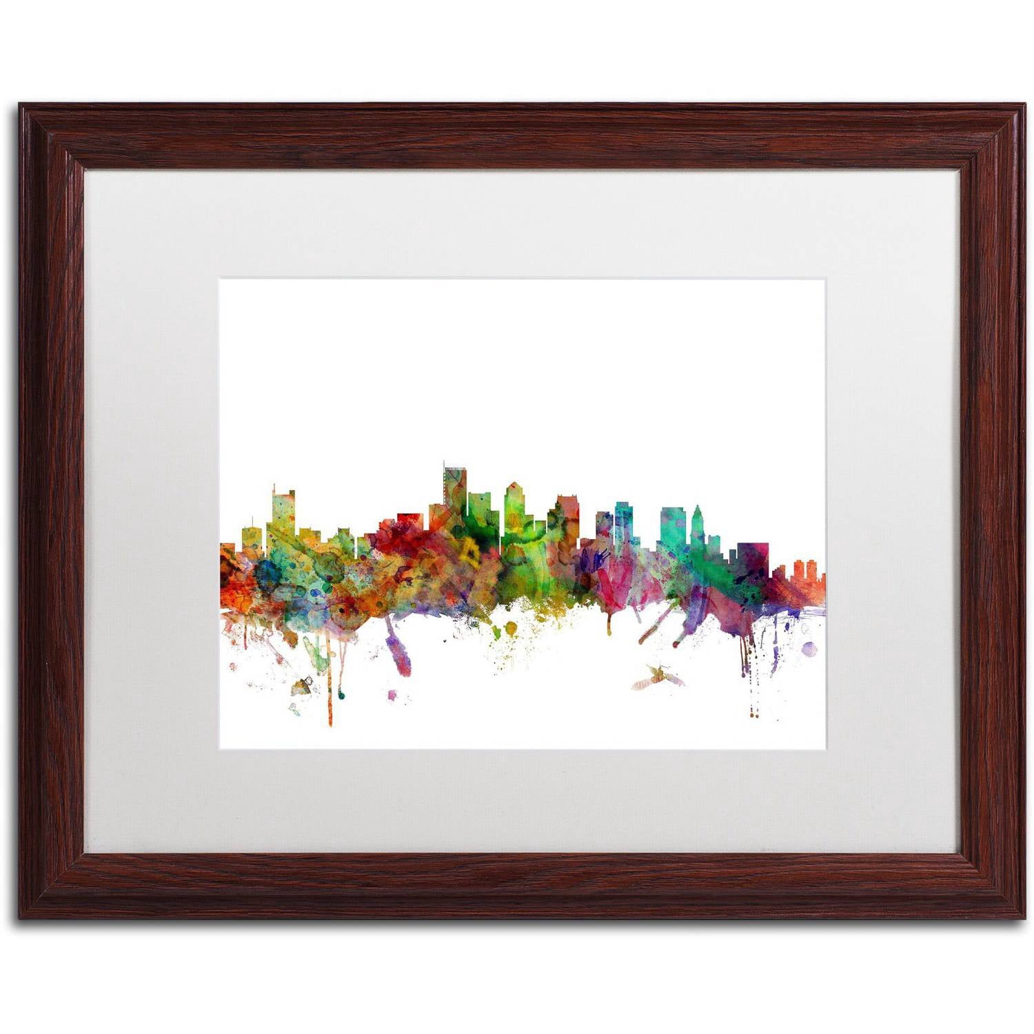 Trademark Fine Art 'Boston Massachusetts Skyline' Canvas Art by Michael Tompsett, White Matte, Wood Frame
